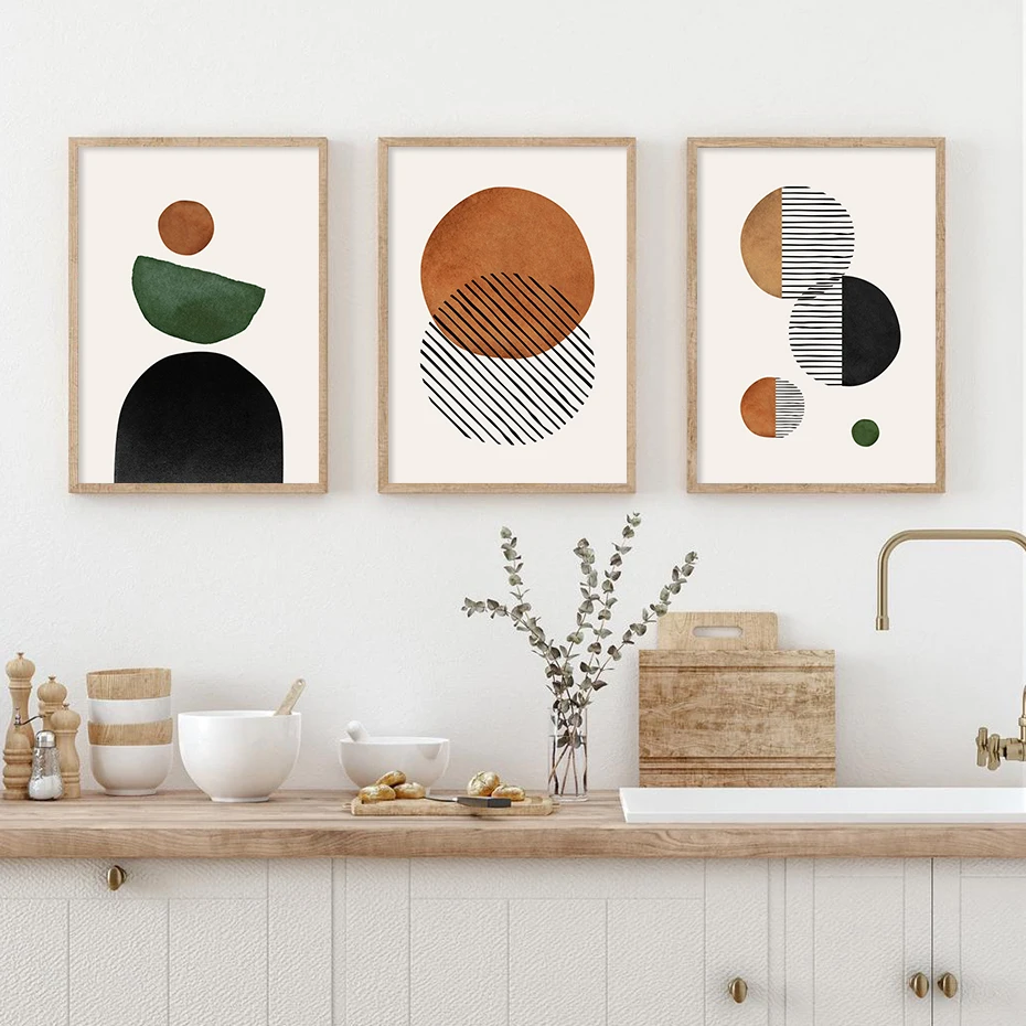 Photography Geometry - Boho Abstrakcyjne Rośliny w Stylu Mid-Century